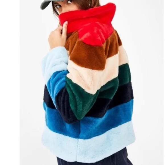 Blank NYC Multicolor Faux Fur Jacket Size L - Picture 5 of 14